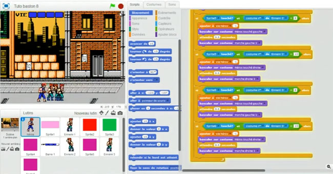 Tuto vidéo de Crayon laser pour faire un jeu de combat sur Scratch