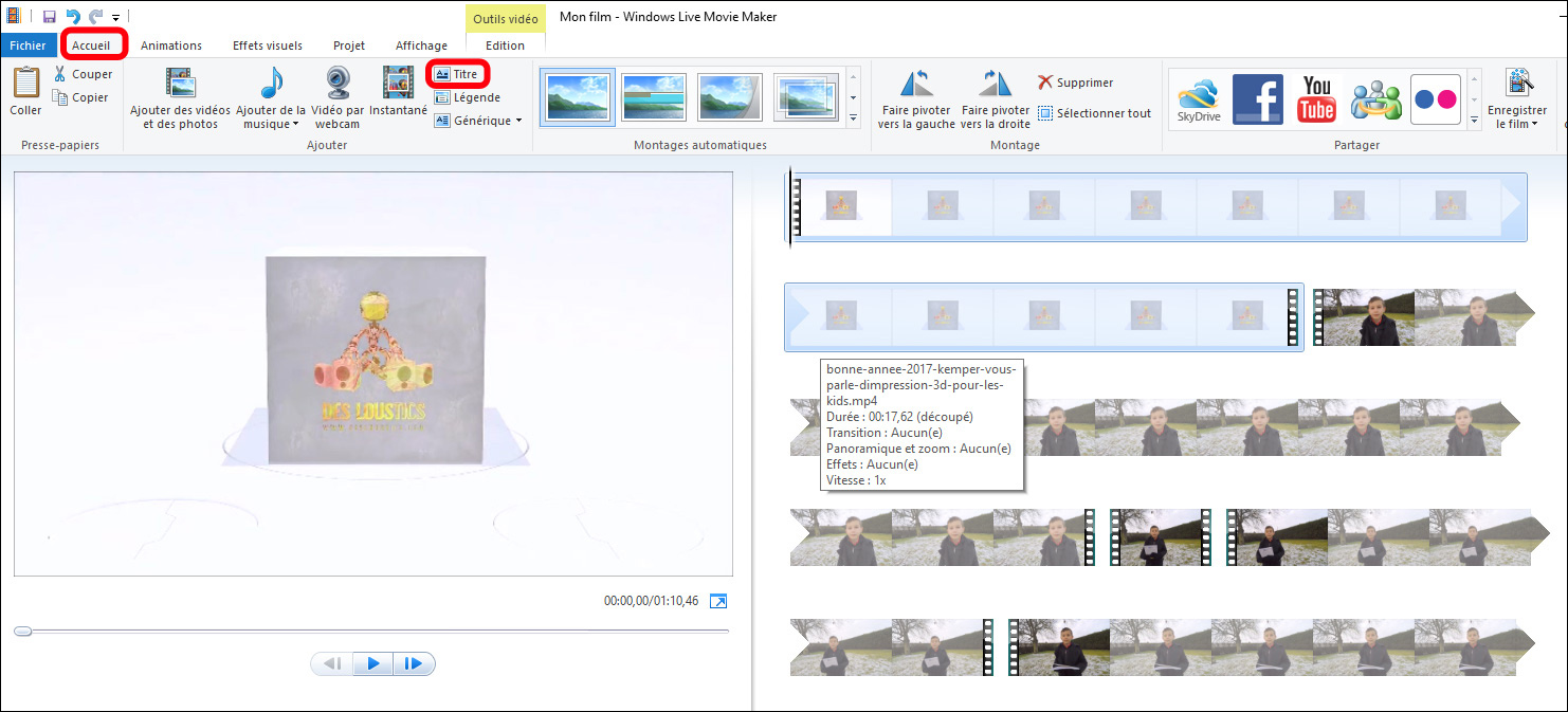 Tuto pour faire un montage vidéo avec Movie Maker